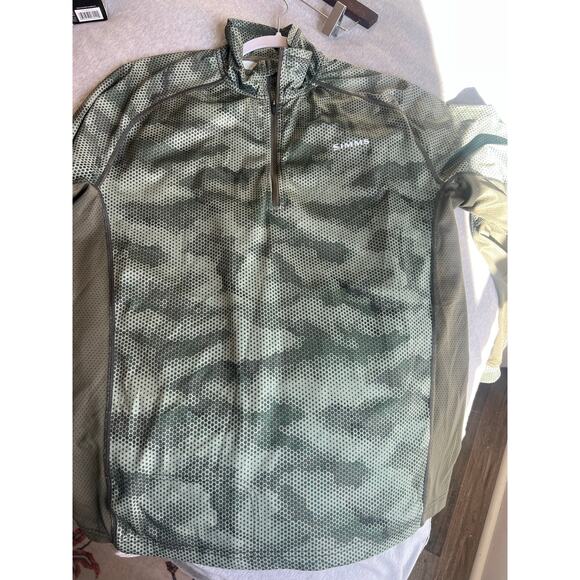 Simms solarflex men’s medium camo fly fishing shirt 1/4 zip quick dry hunting - Picture 5 of 6
